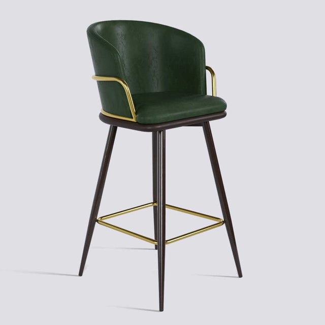 Grand Bar Stool In Brown Powder Coated + Gold Ring Metal Base | 630