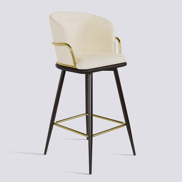 Grand Bar Stool In Brown Powder Coated + Gold Ring Metal Base | 630