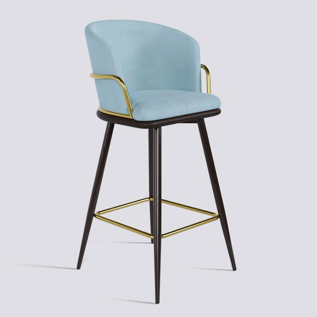 Grand Bar Stool In Brown Powder Coated + Gold Ring Metal Base | 630