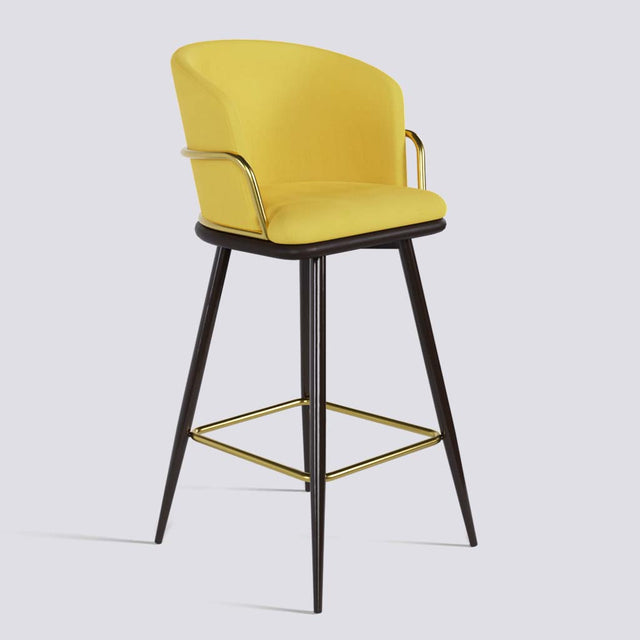 Grand Bar Stool In Brown Powder Coated + Gold Ring Metal Base | 630