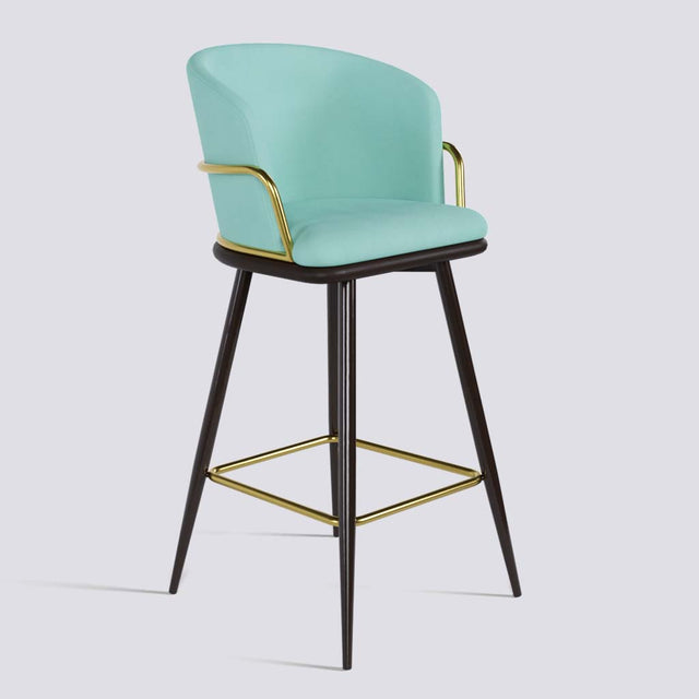 Grand Bar Stool In Brown Powder Coated + Gold Ring Metal Base | 630