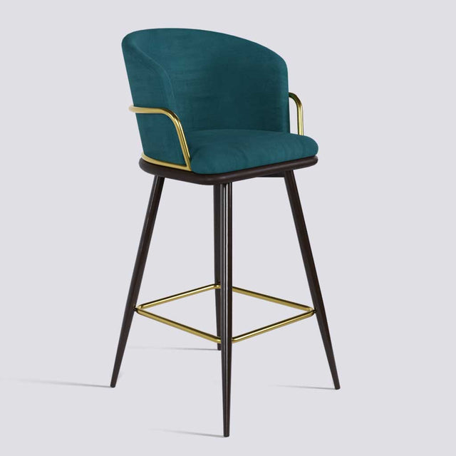 Grand Bar Stool In Brown Powder Coated + Gold Ring Metal Base | 630