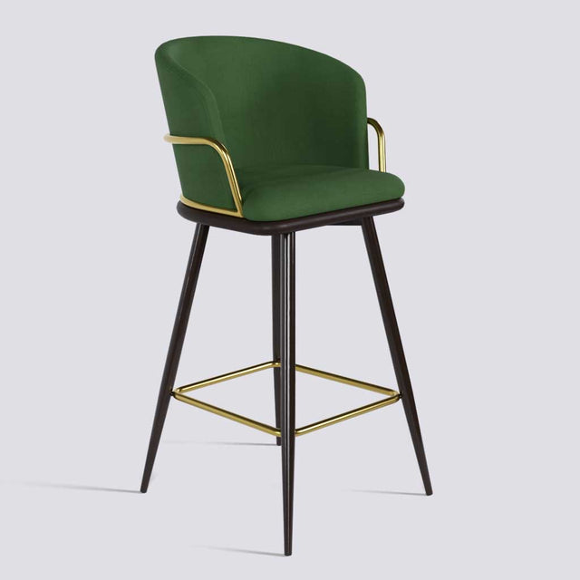 Grand Bar Stool In Brown Powder Coated + Gold Ring Metal Base | 630