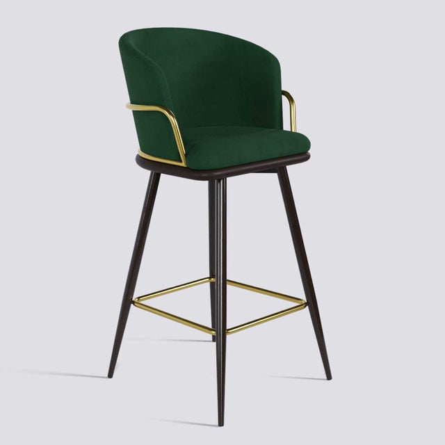 Grand Bar Stool In Brown Powder Coated + Gold Ring Metal Base | 630