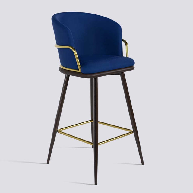 Grand Bar Stool In Brown Powder Coated + Gold Ring Metal Base | 630