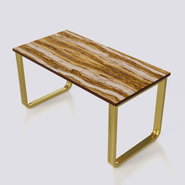 Bean Coffee Table In Electroplated Metal Base | 1403