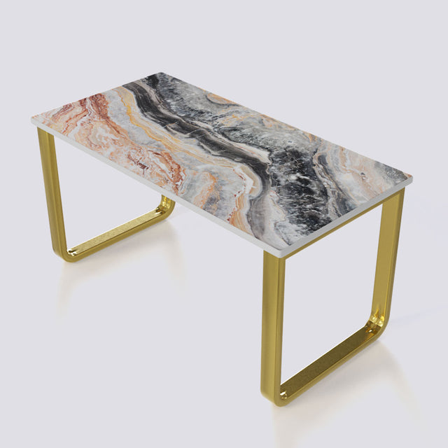 Bean Coffee Table In Electroplated Metal Base | 1403