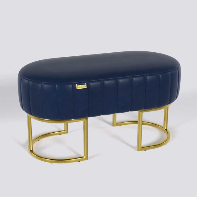 Oval Ottoman In Gold Electroplated Metal Base | 36" x 18"