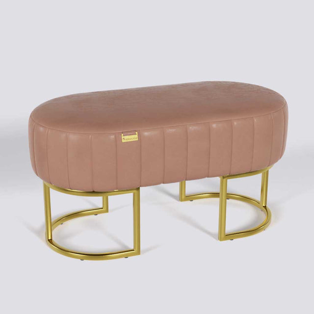 Oval Ottoman In Gold Electroplated Metal Base | 36" x 18"