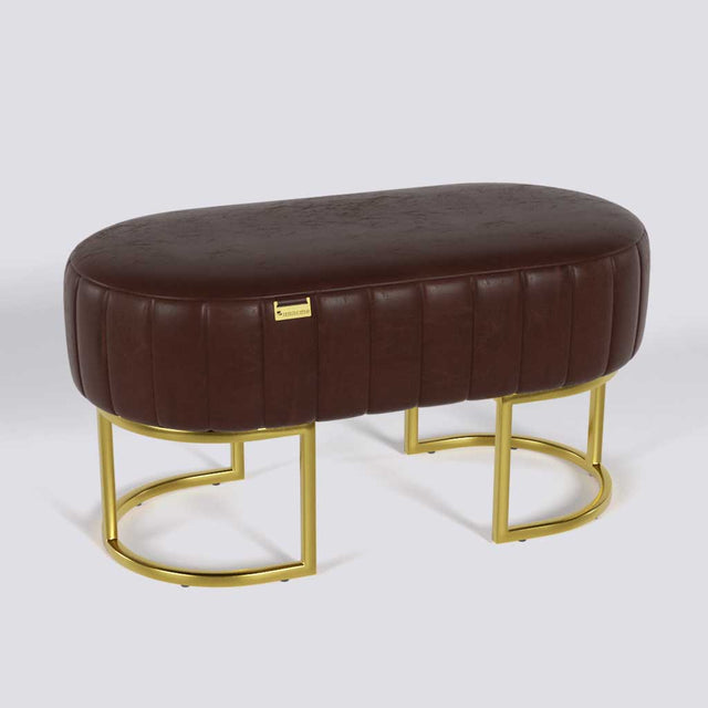 Oval Ottoman In Gold Electroplated Metal Base | 36" x 18"