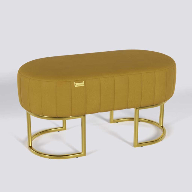 Oval Ottoman In Gold Electroplated Metal Base | 36" x 18"