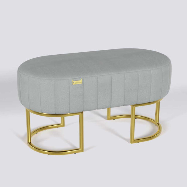 Oval Ottoman In Gold Electroplated Metal Base | 36" x 18"