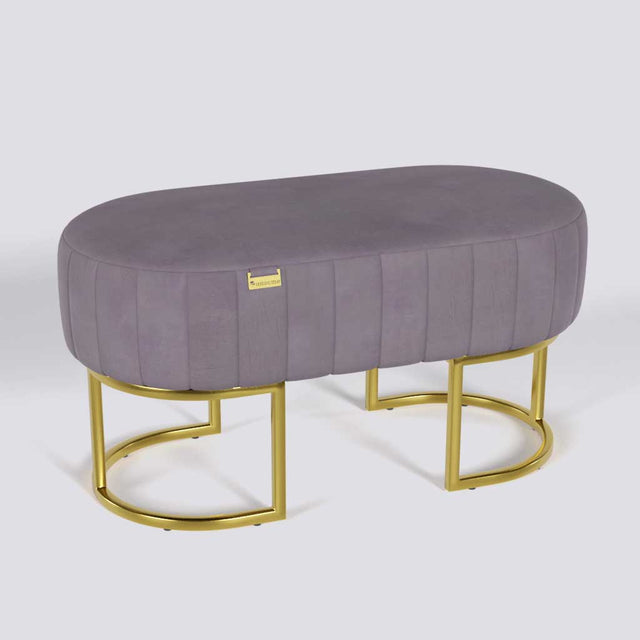 Oval Ottoman In Gold Electroplated Metal Base | 36" x 18"