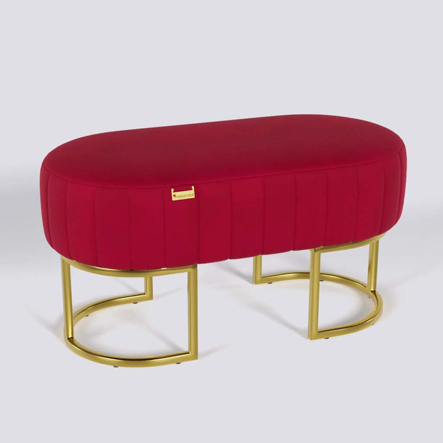 Oval Ottoman In Gold Electroplated Metal Base | 36" x 18"