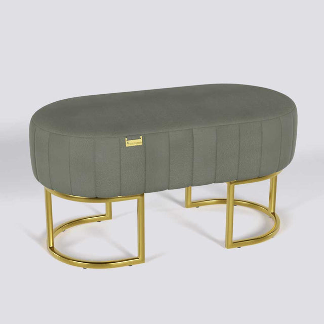 Oval Ottoman In Gold Electroplated Metal Base | 36" x 18"