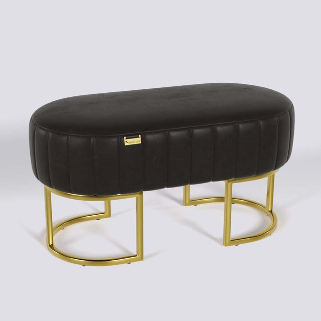 Oval Ottoman In Gold Electroplated Metal Base | 36" x 18"