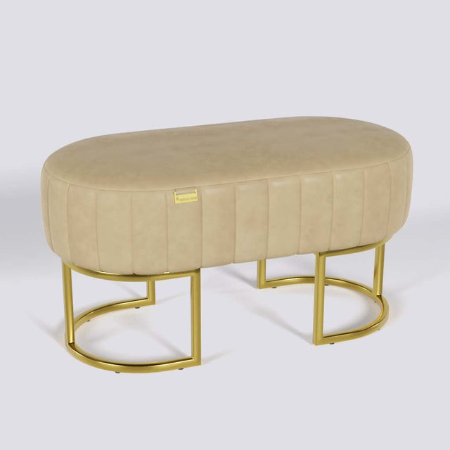 Oval Ottoman In Gold Electroplated Metal Base | 36" x 18"