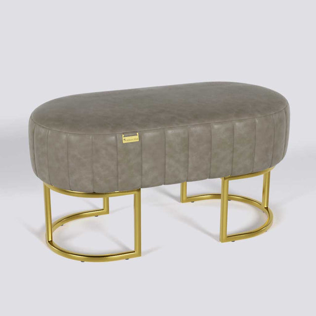 Oval Ottoman In Gold Electroplated Metal Base | 36" x 18"