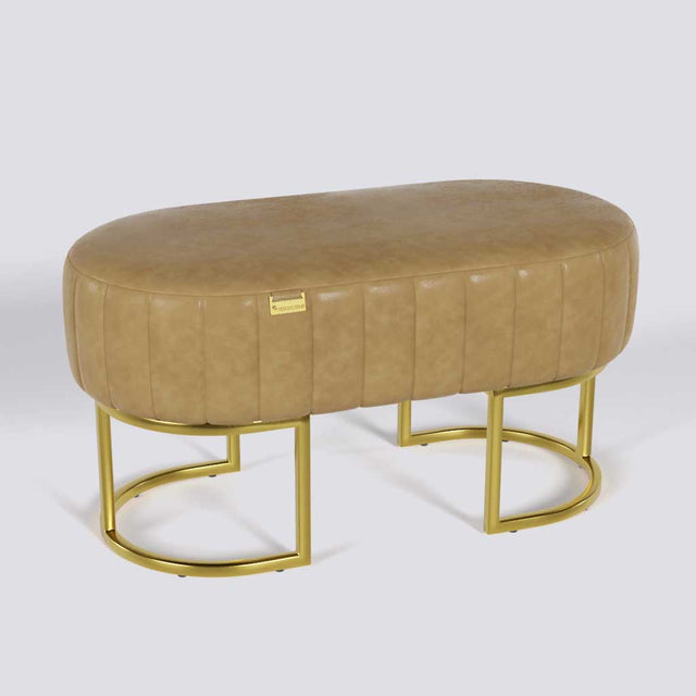 Oval Ottoman In Gold Electroplated Metal Base | 36" x 18"