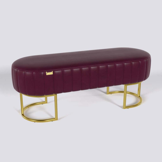 Oval Ottoman In Gold Electroplated Metal Base | 50" x 18"