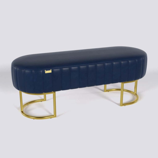 Oval Ottoman In Gold Electroplated Metal Base | 50" x 18"