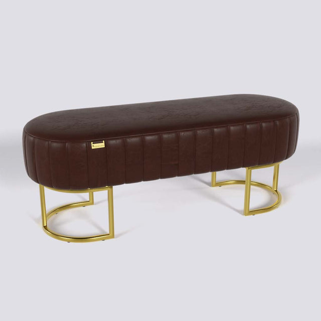 Oval Ottoman In Gold Electroplated Metal Base | 50" x 18"