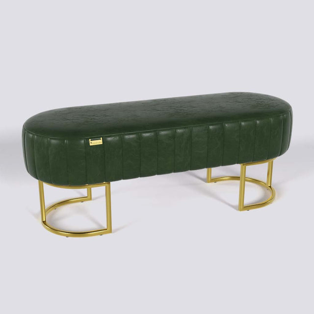 Oval Ottoman In Gold Electroplated Metal Base | 50" x 18"