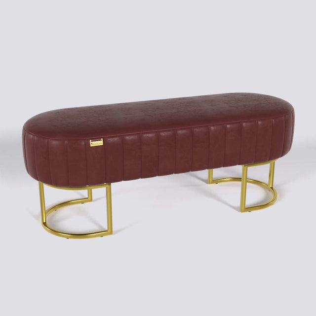 Oval Ottoman In Gold Electroplated Metal Base | 50" x 18"