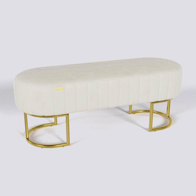 Oval Ottoman In Gold Electroplated Metal Base | 50" x 18"