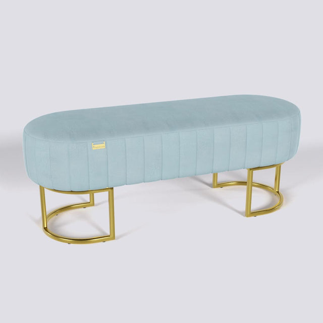 Oval Ottoman In Gold Electroplated Metal Base | 50" x 18"