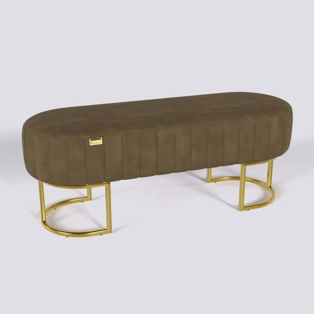 Oval Ottoman In Gold Electroplated Metal Base | 50" x 18"