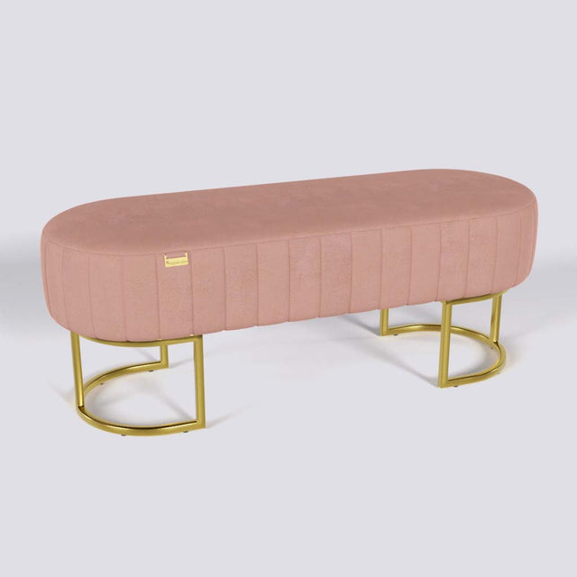 Oval Ottoman In Gold Electroplated Metal Base | 50" x 18"