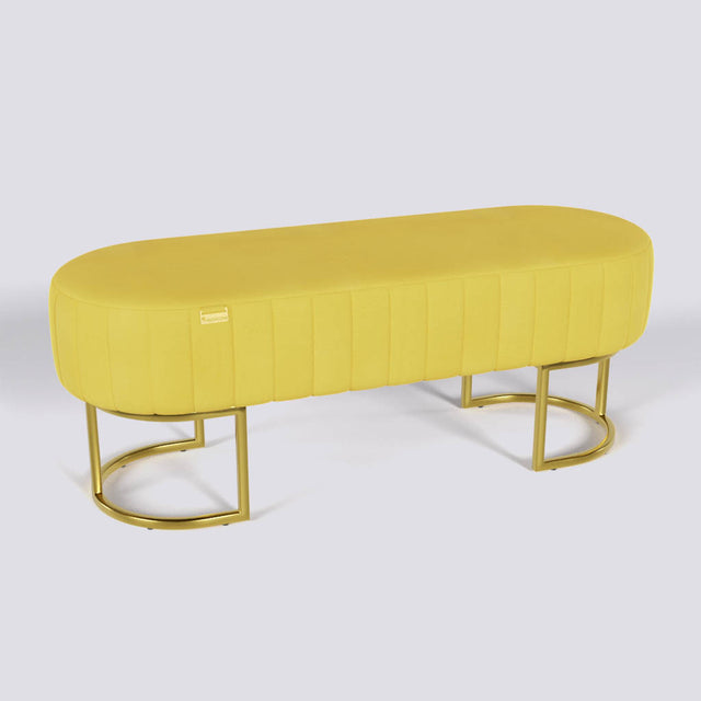Oval Ottoman In Gold Electroplated Metal Base | 50" x 18"