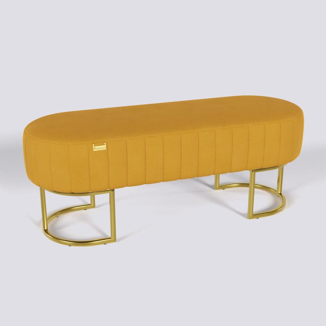 Oval Ottoman In Gold Electroplated Metal Base | 50" x 18"