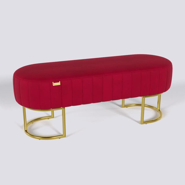 Oval Ottoman In Gold Electroplated Metal Base | 50" x 18"