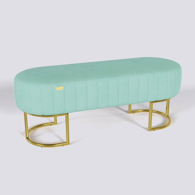 Oval Ottoman In Gold Electroplated Metal Base | 50" x 18"