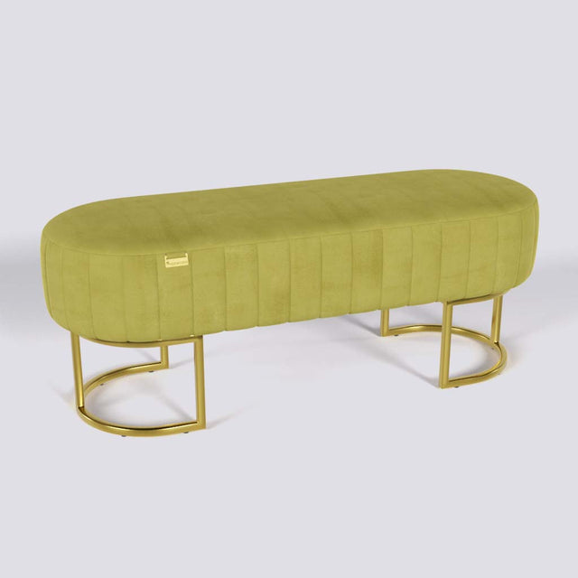 Oval Ottoman In Gold Electroplated Metal Base | 50" x 18"