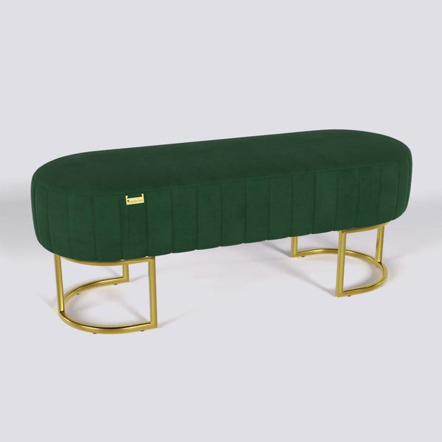 Oval Ottoman In Gold Electroplated Metal Base | 50" x 18"