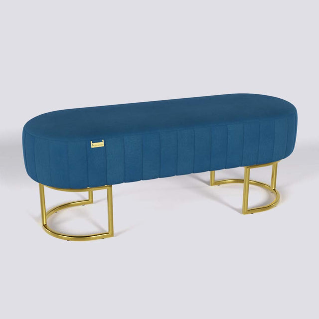 Oval Ottoman In Gold Electroplated Metal Base | 50" x 18"