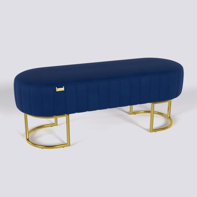 Oval Ottoman In Gold Electroplated Metal Base | 50" x 18"