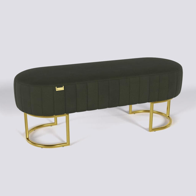 Oval Ottoman In Gold Electroplated Metal Base | 50" x 18"