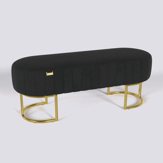 Oval Ottoman In Gold Electroplated Metal Base | 50" x 18"