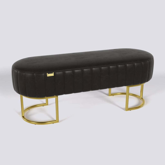 Oval Ottoman In Gold Electroplated Metal Base | 50" x 18"