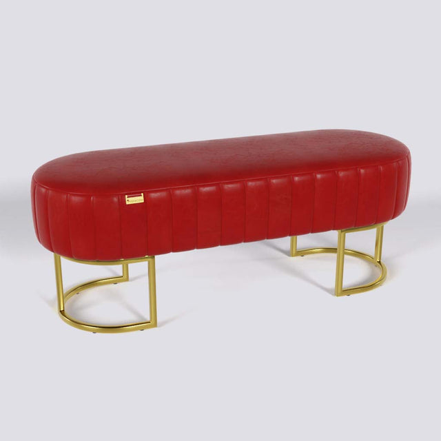 Oval Ottoman In Gold Electroplated Metal Base | 50" x 18"