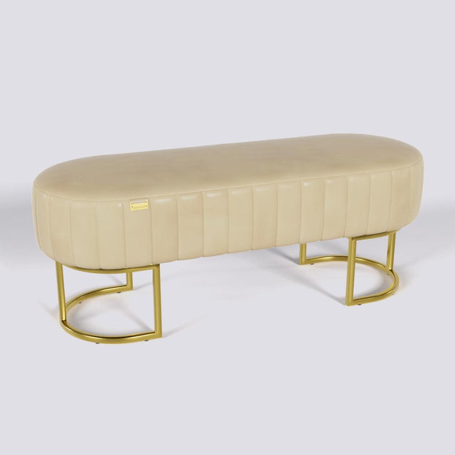 Oval Ottoman In Gold Electroplated Metal Base | 50" x 18"