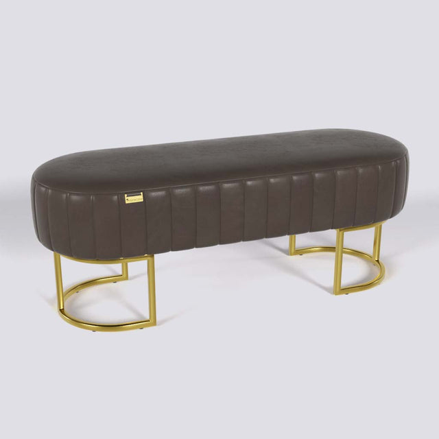 Oval Ottoman In Gold Electroplated Metal Base | 50" x 18"
