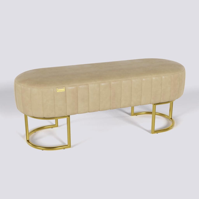 Oval Ottoman In Gold Electroplated Metal Base | 50" x 18"