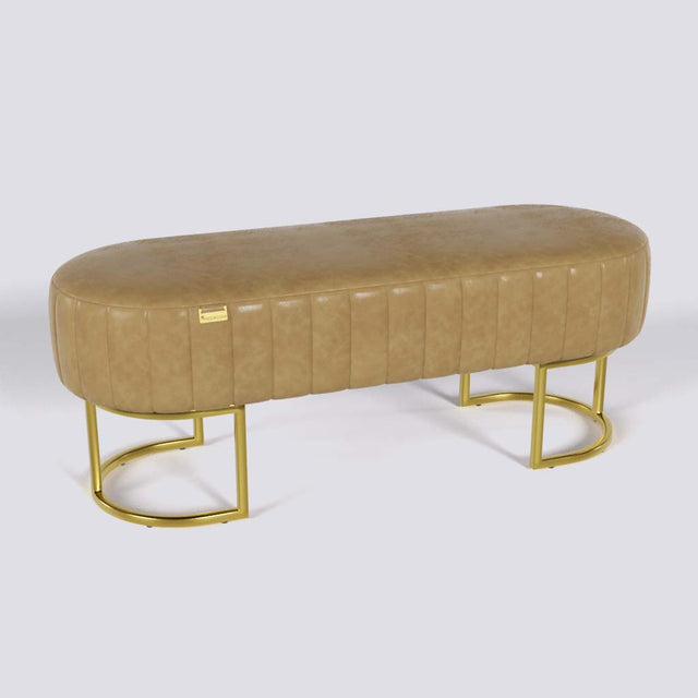 Oval Ottoman In Gold Electroplated Metal Base | 50" x 18"
