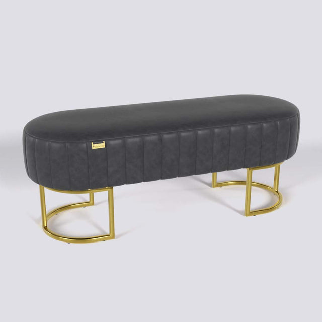 Oval Ottoman In Gold Electroplated Metal Base | 50" x 18"