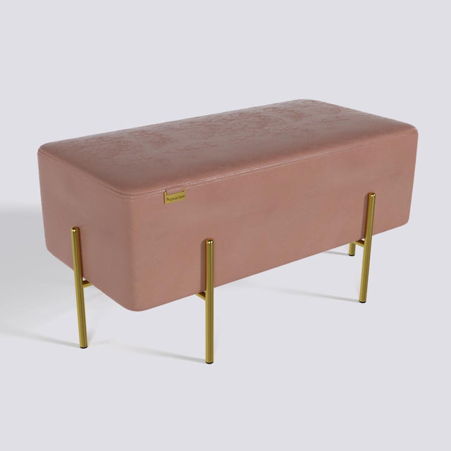 Rectangle Ottoman In Gold Electroplated Metal Base | 36" x 18"